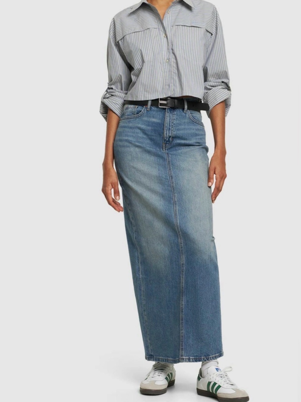 Reformation Light Blue High-Waist Denim Maxi Skirt - Women Jean Skirt